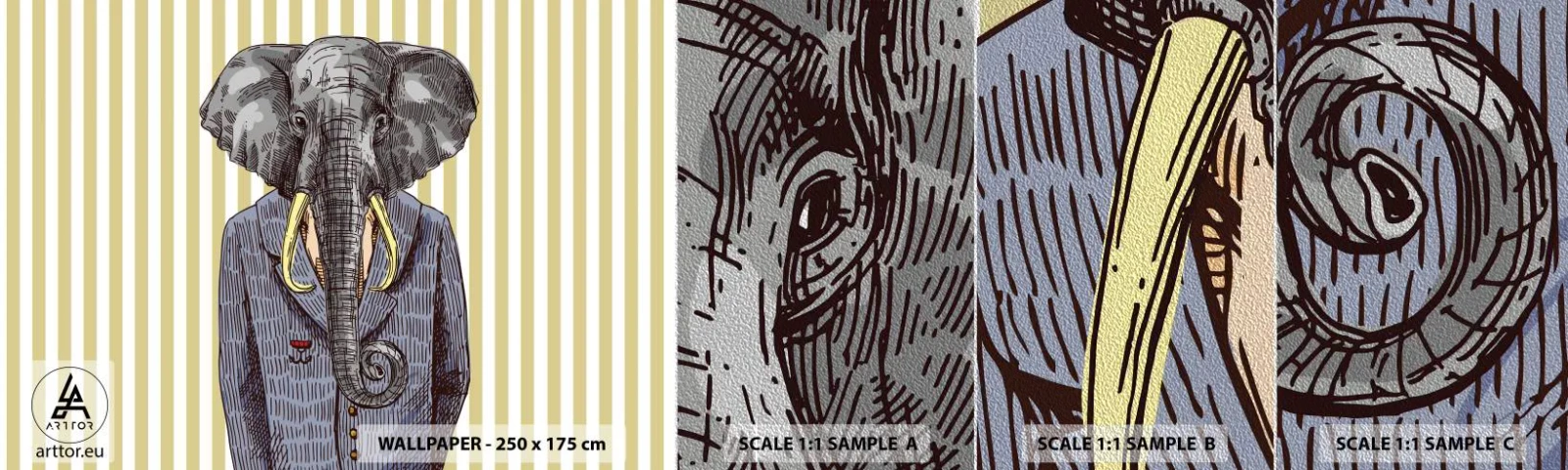 Fototapeten Muster Premium Sand - Von Natur aus elegant - Abstraktion, Elefant, Porträt - 100x30 cm