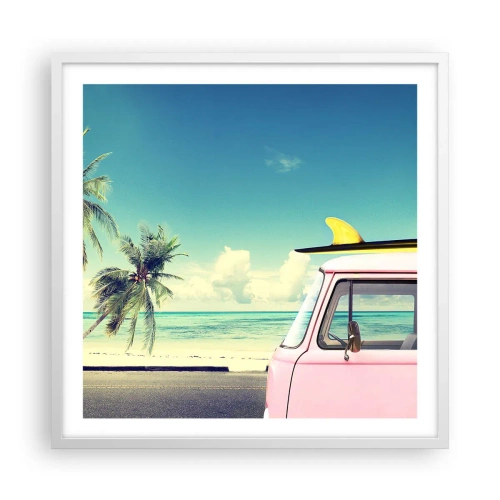 Poster in einem weißen Rahmen - Zeit um in die Ferien zu starten - 60x60 cm