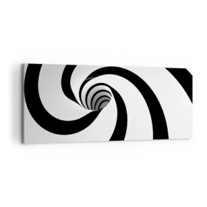 Bild auf Leinwand - Leinwandbild - Abstrakte schwarz-weiße Spirale mit Wirbeleffekt - 120x50cm - Dem Wirbel nachgeben? - Moderne Wanddekoration für Wohnzimmer und Schlafzimmer ARTTOR