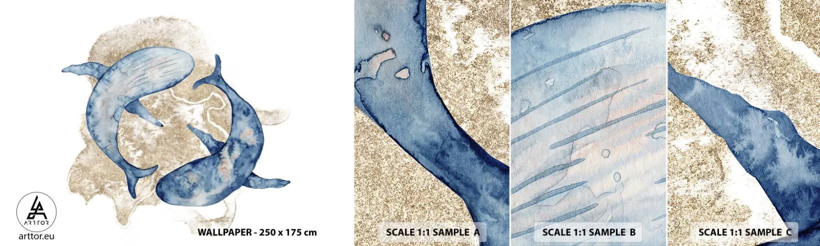 Fototapetenmuster Standard Eco - Freundschaft oder Liebe? - Delfine, Abstraktion, Stück - 100x30 cm