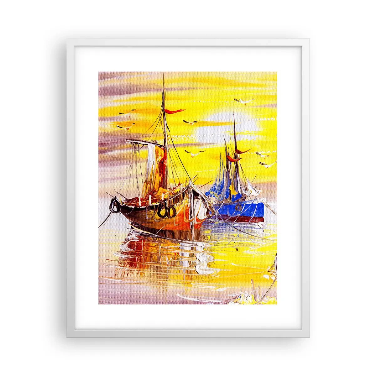 Poster in einem weißen Rahmen - Eine wohlverdiente Pause im Hafen - 40x50 cm
