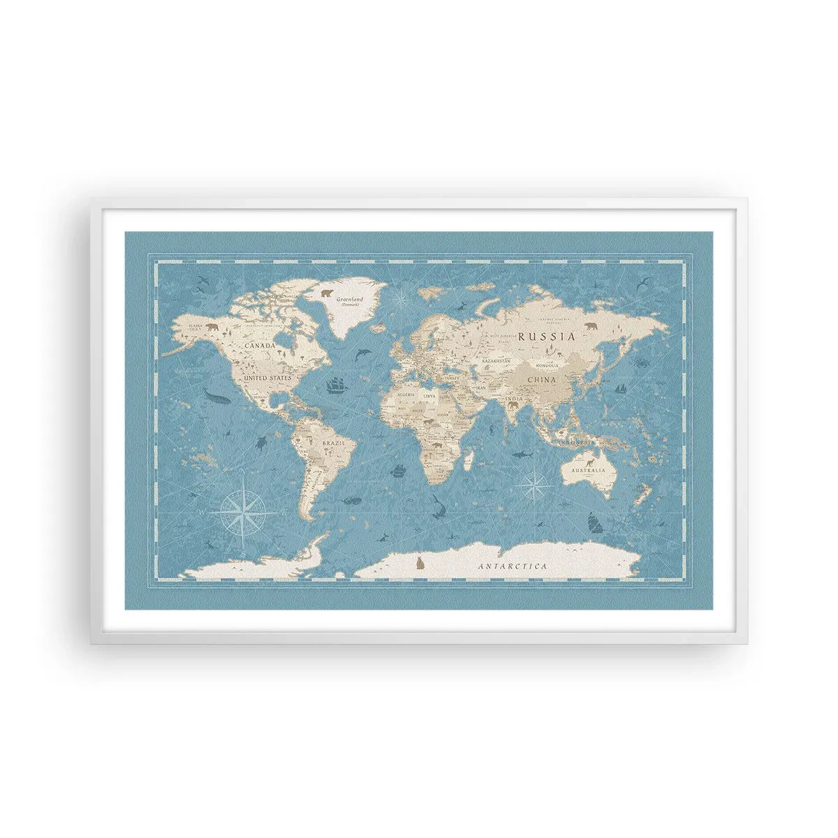 Poster in einem weißen Rahmen - Die Welt liegt zum Greifen nah - 91x61 cm