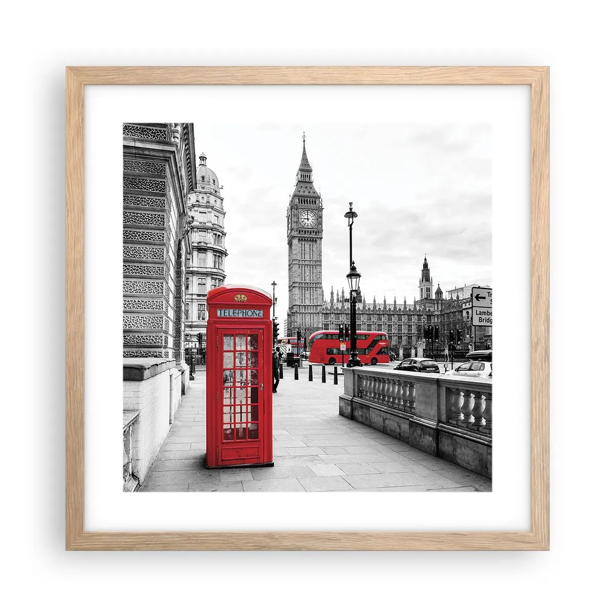 Poster in einem Rahmen aus heller Eiche - London, ohne Zweifel - 40x40 cm