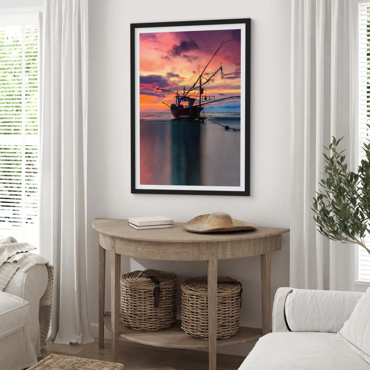 Poster in einem schwarzem Rahmen - Exotischer Abend - 40x50 cm