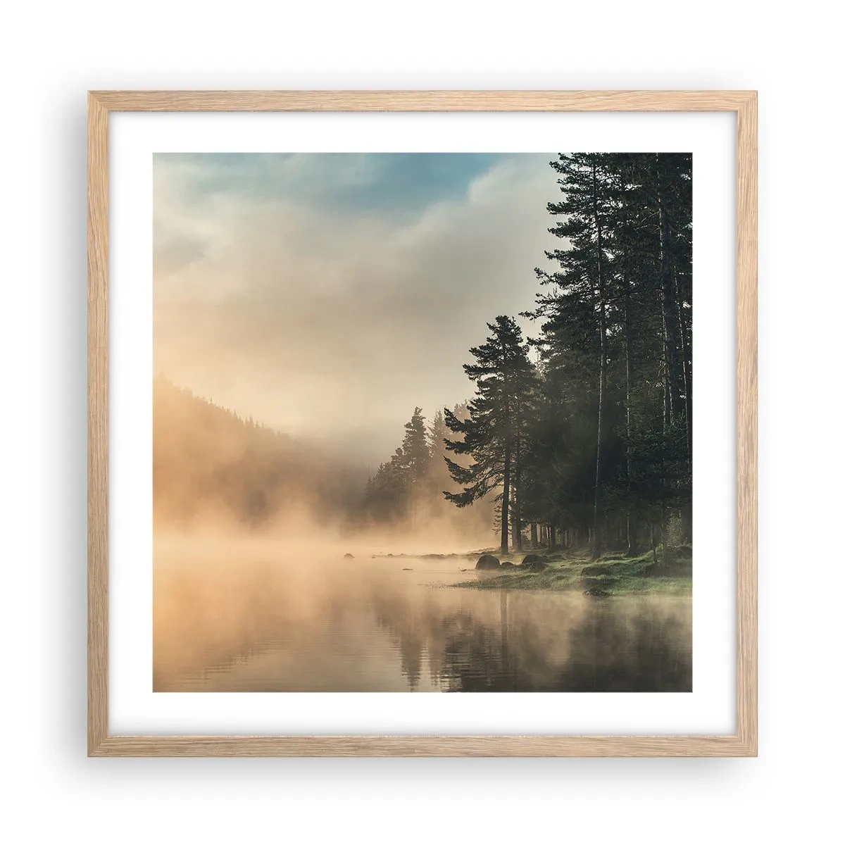 Poster in einem Rahmen aus heller Eiche - Die Geburt des Tages - 50x50 cm