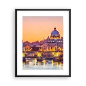 Poster in einem schwarzem Rahmen - Sonnenuntergang über der ewigen Stadt - 40x50 cm