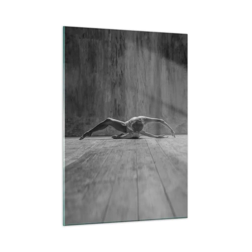 Glasbild - Bild auf glas - Tänzerin in einer Pose auf dem Boden - 50x70cm - Symmetrie gefunden - Moderne Wanddekoration für Wohnzimmer und Schlafzimmer ARTTOR