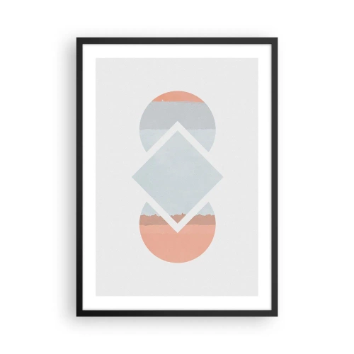 Poster in einem schwarzem Rahmen - Eine abstrakte Komposition aus geometrischen Formen und Pastellfarben. - 50x70cm - Die Situation ist klar - Moderne Wanddekoration für Wohnzimmer und Schlafzimmer ARTTOR