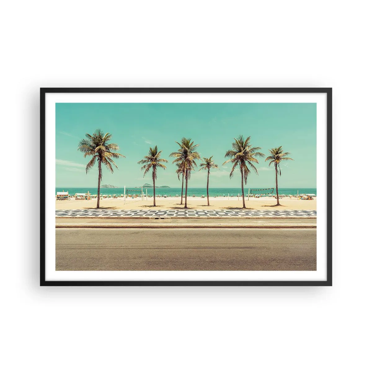 Poster in einem schwarzem Rahmen - Beim Bewachen des Strandes - 91x61 cm