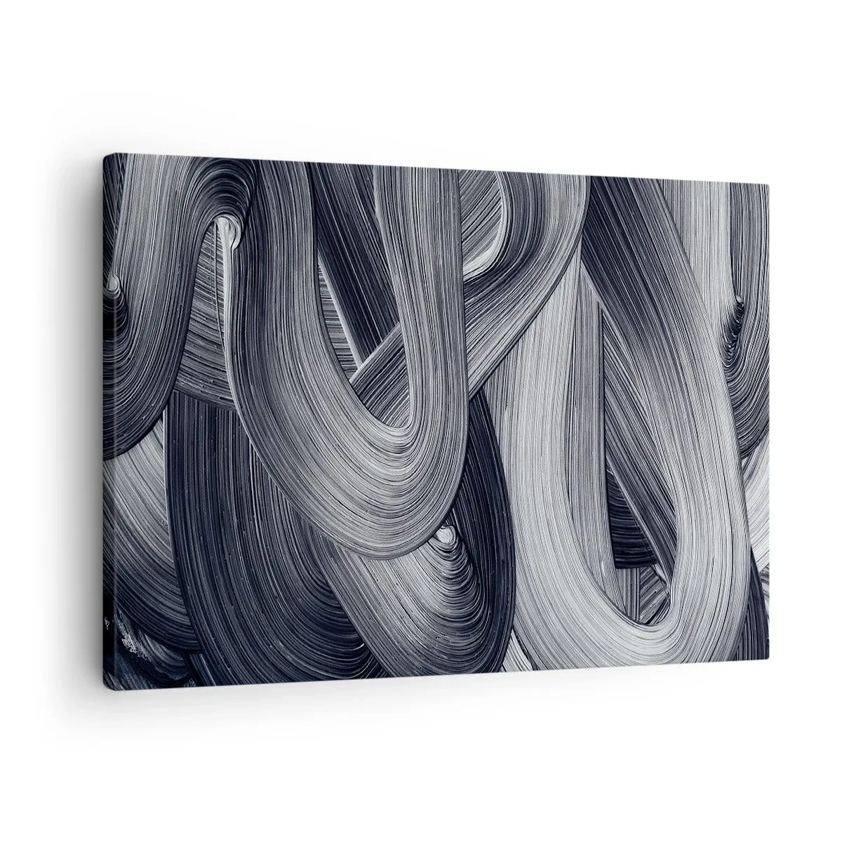Bild auf Leinwand - Leinwandbild - Schwarz-Weiß-Abstraktion mit dynamischen Pinselstrichen. - 70x50cm - Die Fließfähigkeit der Realität - Moderne Wanddekoration für Wohnzimmer und Schlafzimmer ARTTOR