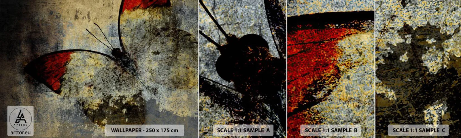 Fototapeten Muster Selbstklebend Deluxe Sticker - Pass auf, bevor ich verschwinde - Abstraktion, Schmetterling, Stück - 100x30 cm