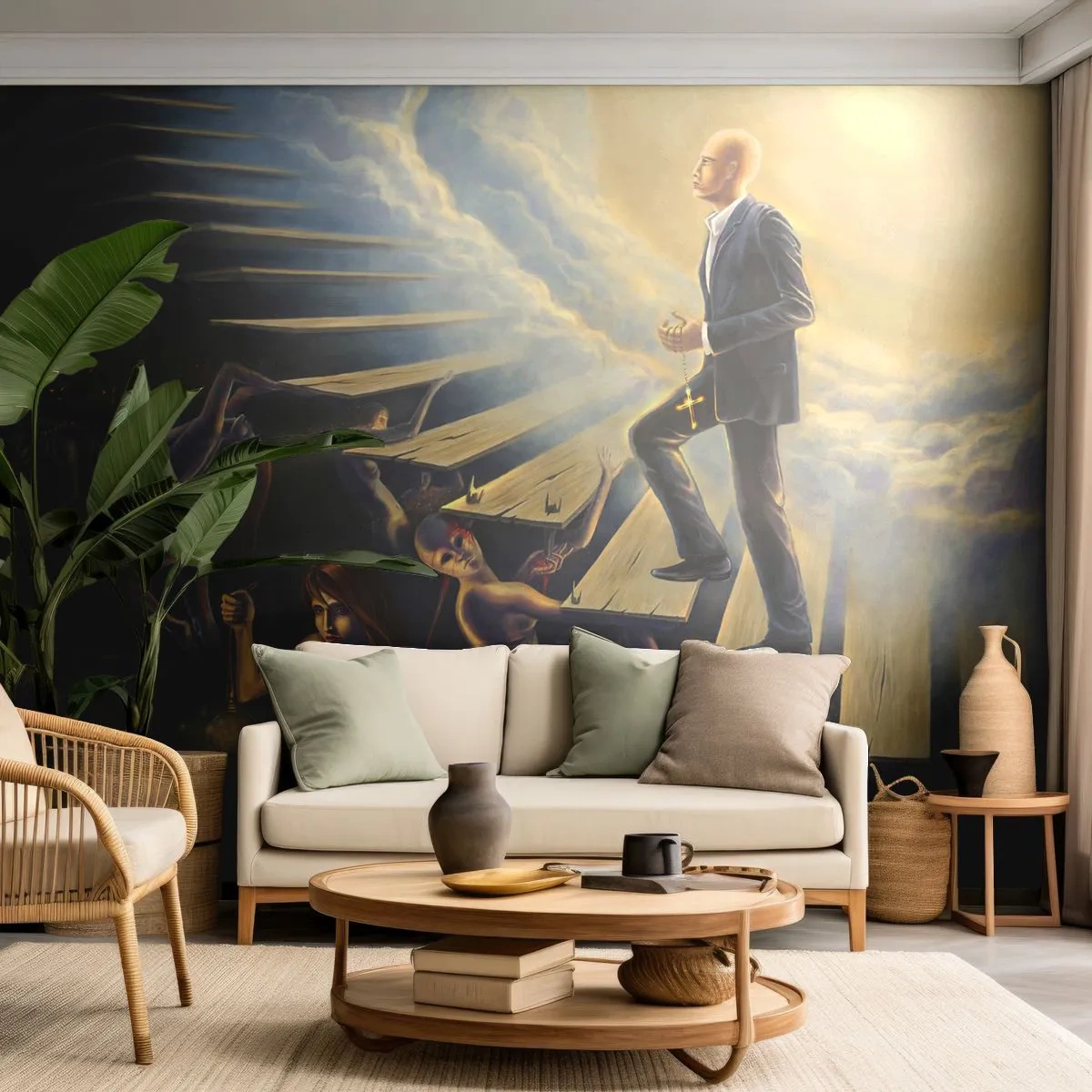 Fototapete Premium Sand - Ein symbolischer Weg in Richtung Licht und Dunkelheit - 100x70cm - Danteske Reise zum Licht - Moderne Wanddekoration für Wohnzimmer und Schlafzimmer ARTTOR