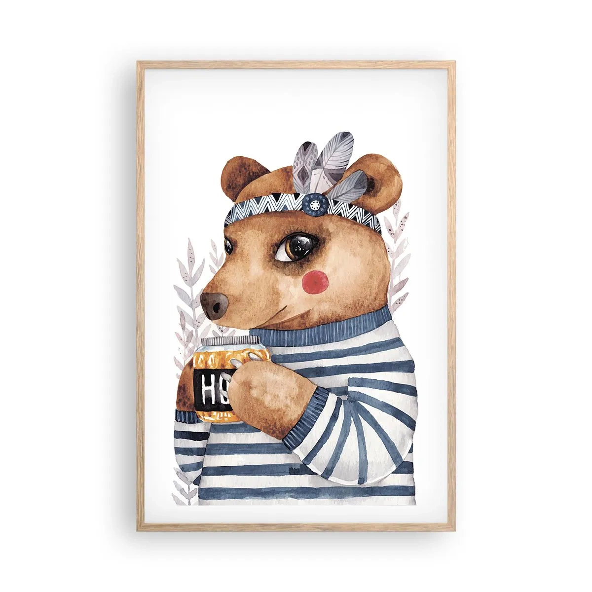 Poster in einem Rahmen aus heller Eiche - Süße Bärin - 61x91 cm
