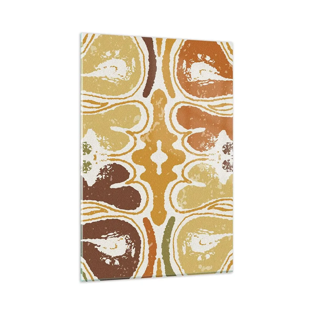 Glasbild - Bild auf glas - Warme abstrakte Muster in Gelb- und Brauntönen - 80x120cm - Sentimentale Abstraktion - Moderne Wanddekoration für Wohnzimmer und Schlafzimmer ARTTOR