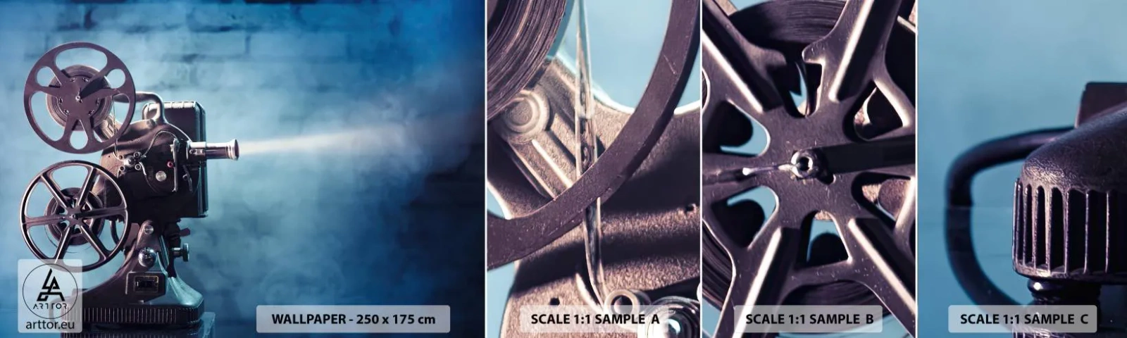 Fototapetenmuster Standard Eco - Im alten Kino - Filmprojektor, Jahrgang, Kamera - 100x30 cm