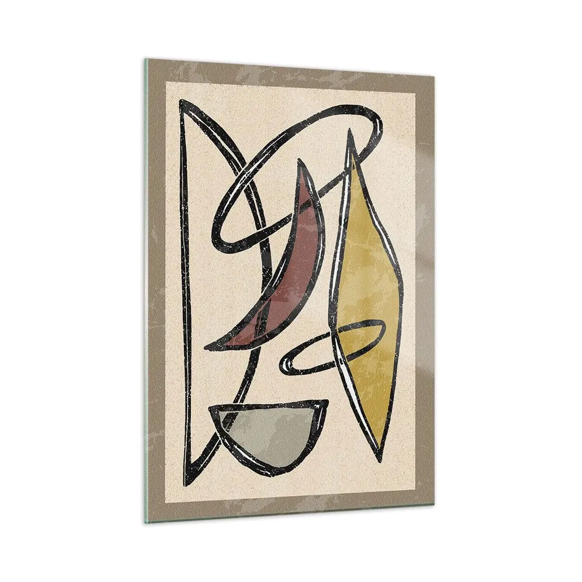 Glasbild - Bild auf glas - Geometrische Abstraktion in Gelb und Rot - 50x70cm - Vertikale und Horizontale - Moderne Wanddekoration für Wohnzimmer und Schlafzimmer ARTTOR