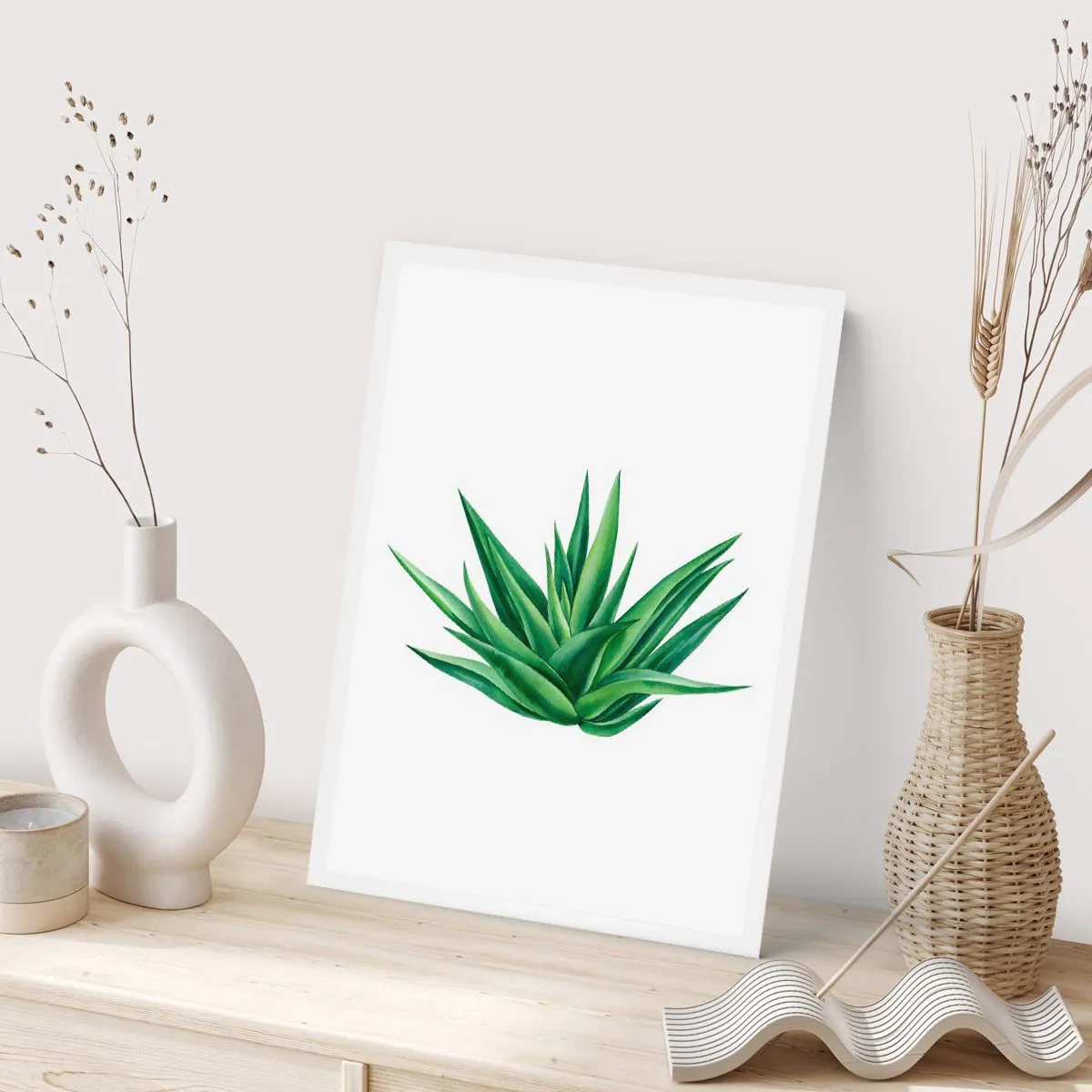 Poster - Minimalistische Illustration einer grünen Pflanze - 50x70cm - Grün – Kraft – Leben - Moderne Wanddekoration für Wohnzimmer und Schlafzimmer ARTTOR