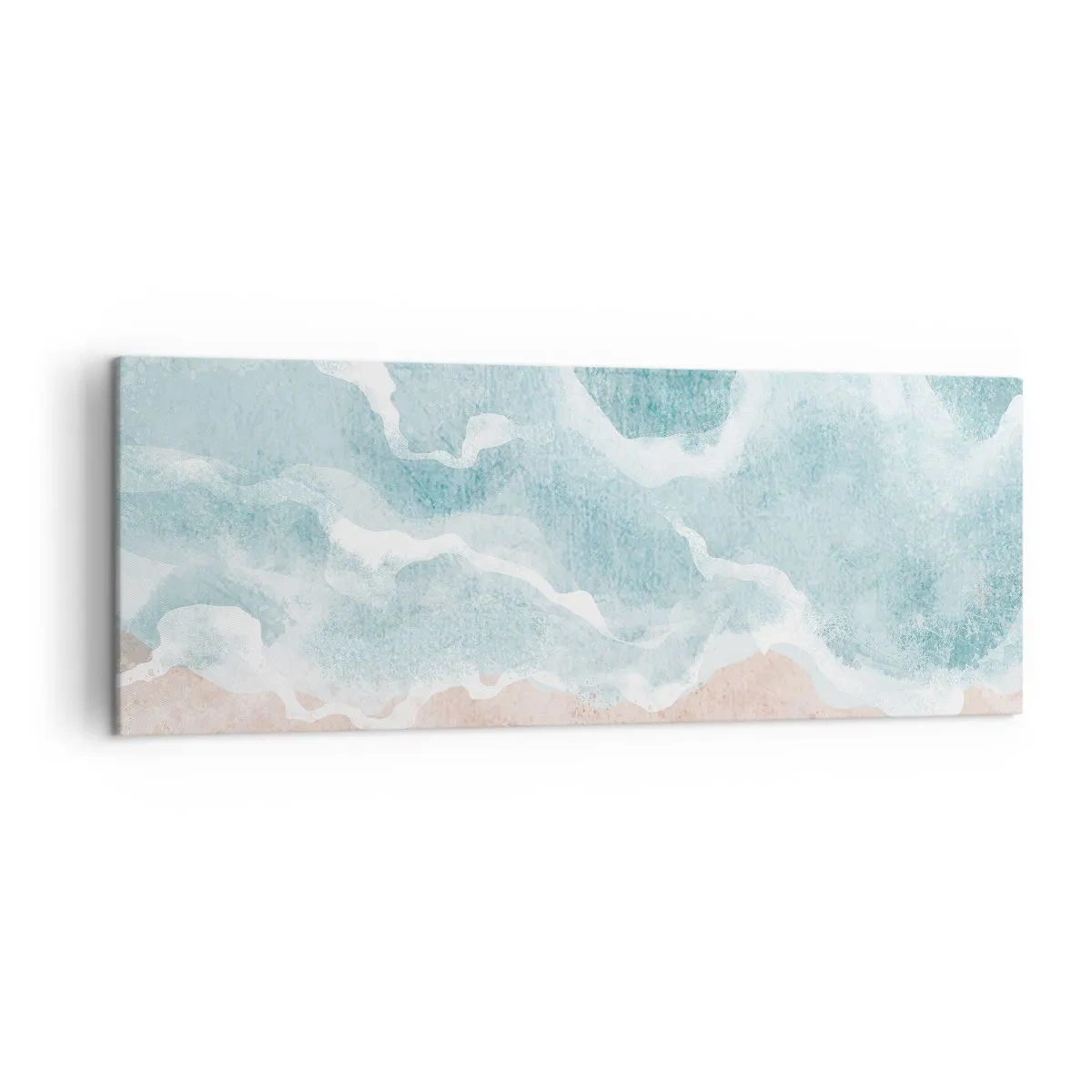 Bild auf Leinwand - Leinwandbild - Abstrakter Strand mit Wellen in Blau- und Beigetönen - 140x50cm - Cloud-Abstraktion - Moderne Wanddekoration für Wohnzimmer und Schlafzimmer ARTTOR
