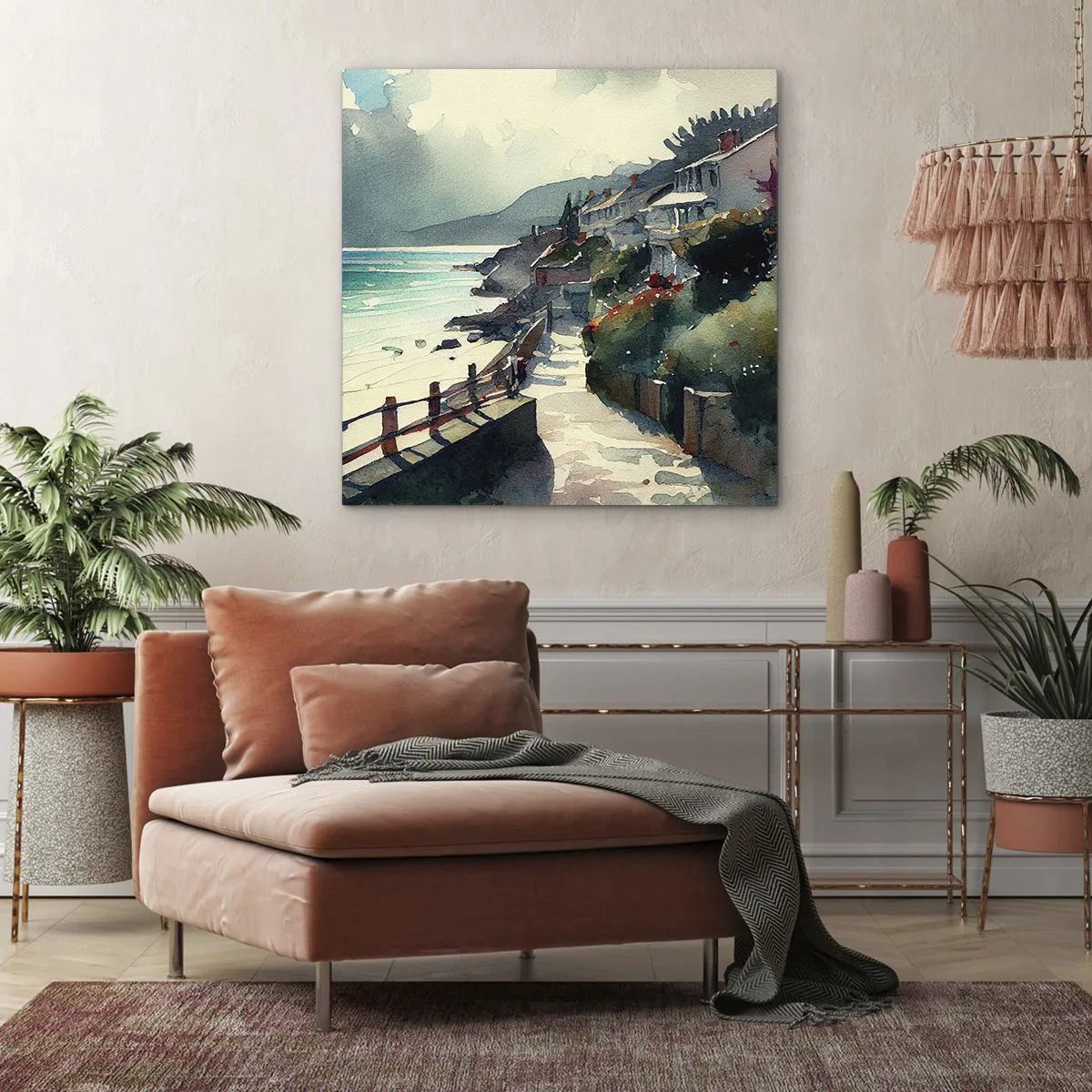 Bild auf Leinwand - Leinwandbild - Mittelmeerstadt - 40x40 cm