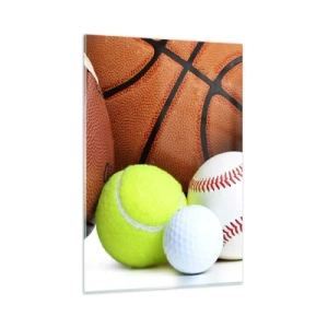 Glasbild - Bild auf glas - Bälle verschiedener Sportarten - 80x120cm - Fußball verbindet uns! - Moderne Wanddekoration für Wohnzimmer und Schlafzimmer ARTTOR