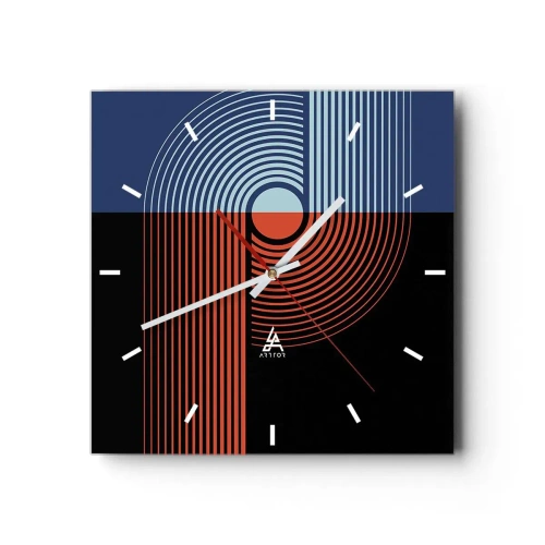 Wanduhr - Glasuhr - In einer geometrischen Umarmung - 40x40 cm