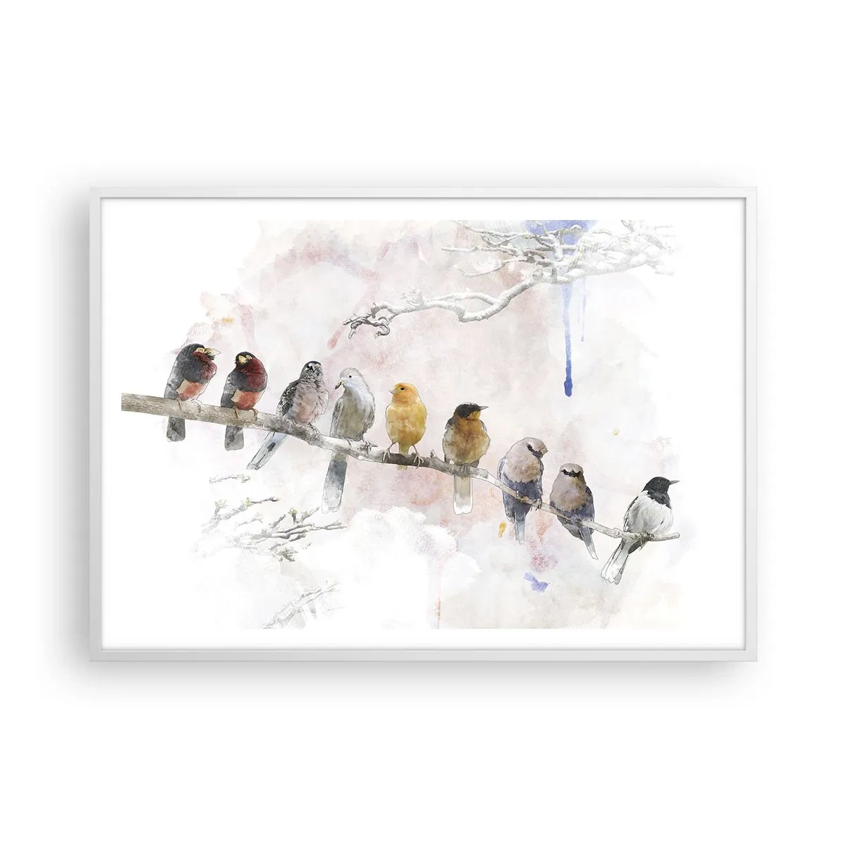 Poster in einem weißen Rahmen - Geflügeltes Treffen - 100x70 cm