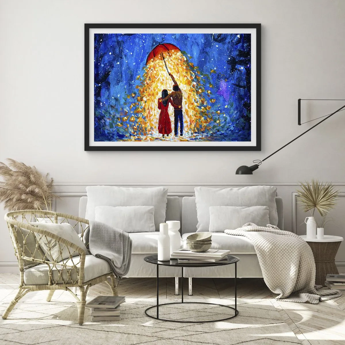 Poster in einem schwarzem Rahmen - Zauber eines Regenabends? - 50x40 cm