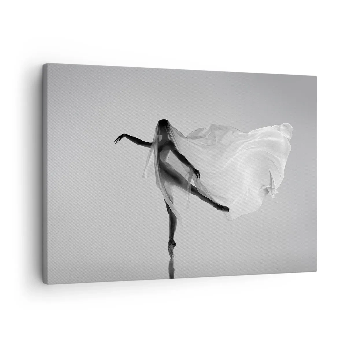 Bild auf Leinwand - Leinwandbild - Eine Tänzerin in ätherischer Pose mit fließendem Stoff - 70x50cm - Leichtigkeit und Anmut - Moderne Wanddekoration für Wohnzimmer und Schlafzimmer ARTTOR