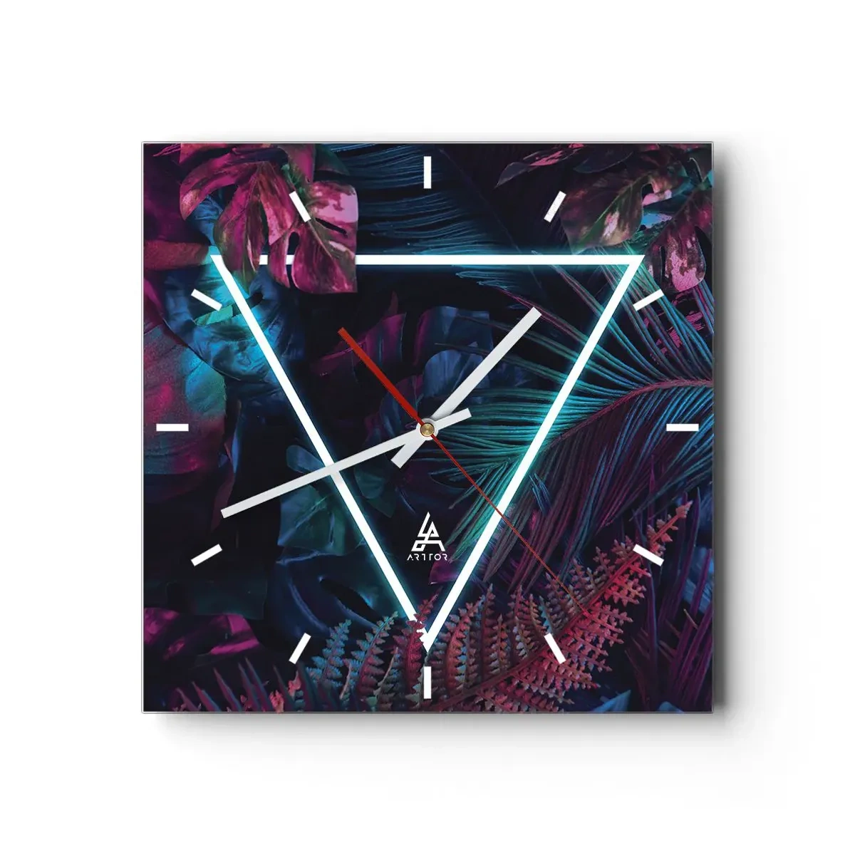 Wanduhr - Glasuhr - Garten im Disco-Stil - 40x40 cm