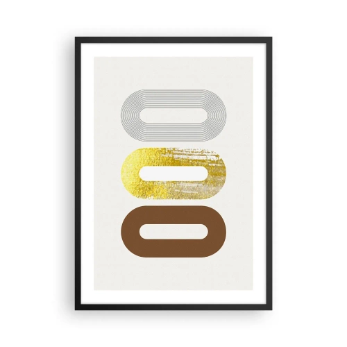 Poster in einem schwarzem Rahmen - Geometrische Formen in Gold-, Braun- und Grautönen - 50x70cm - Oooh! - Moderne Wanddekoration für Wohnzimmer und Schlafzimmer ARTTOR