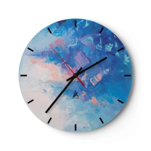 Wanduhr - Glasuhr - Abstrakte Komposition in Blau- und Rosatönen - 30x30cm - Winter-Abstraktion - Moderne Wanddekoration für Wohnzimmer, Küche und Schlafzimmer ARTTOR