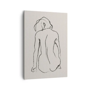 Bild auf Leinwand - Leinwandbild - Eine subtile Skizze der Silhouette eines Mädchens von hinten - 50x70cm - Mädchenakt - Moderne Wanddekoration für Wohnzimmer und Schlafzimmer ARTTOR