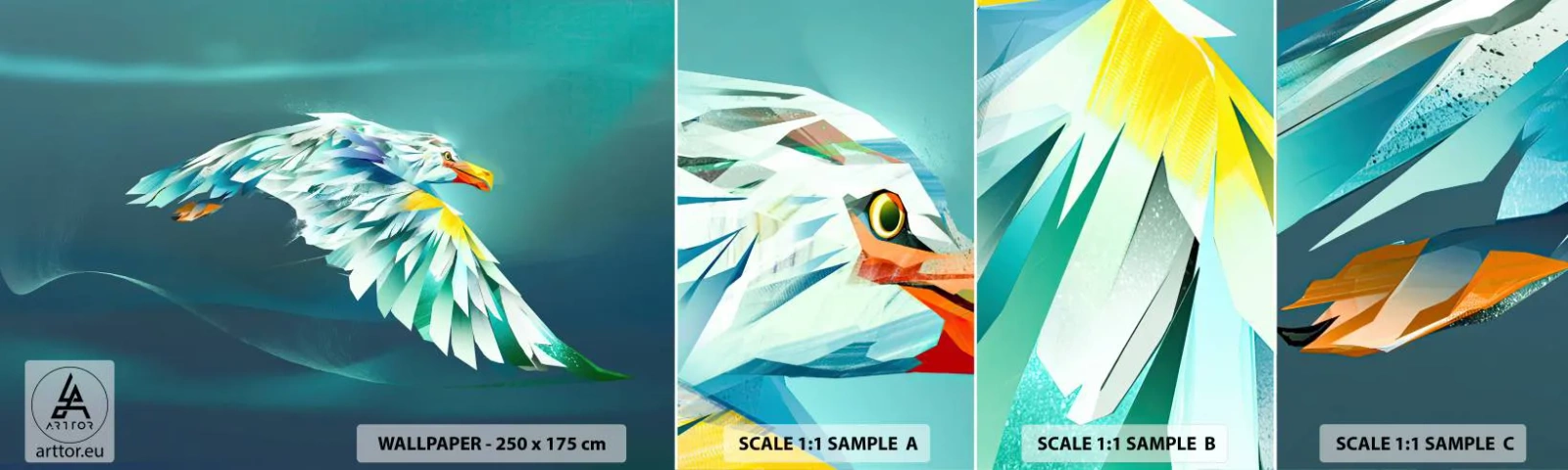 Fototapeten Muster Selbstklebend Deluxe Sticker - Der Adler deiner Flüge ist die Kraft - Abstraktion, Adler, Vogel - 100x30 cm