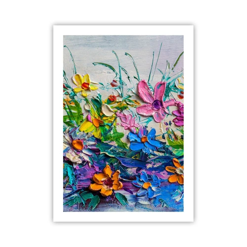 Poster - Eine florale Komposition mit dichter Textur und lebendigen Farben - 50x70cm - Überhaupt kein Stillleben - Moderne Wanddekoration für Wohnzimmer und Schlafzimmer ARTTOR