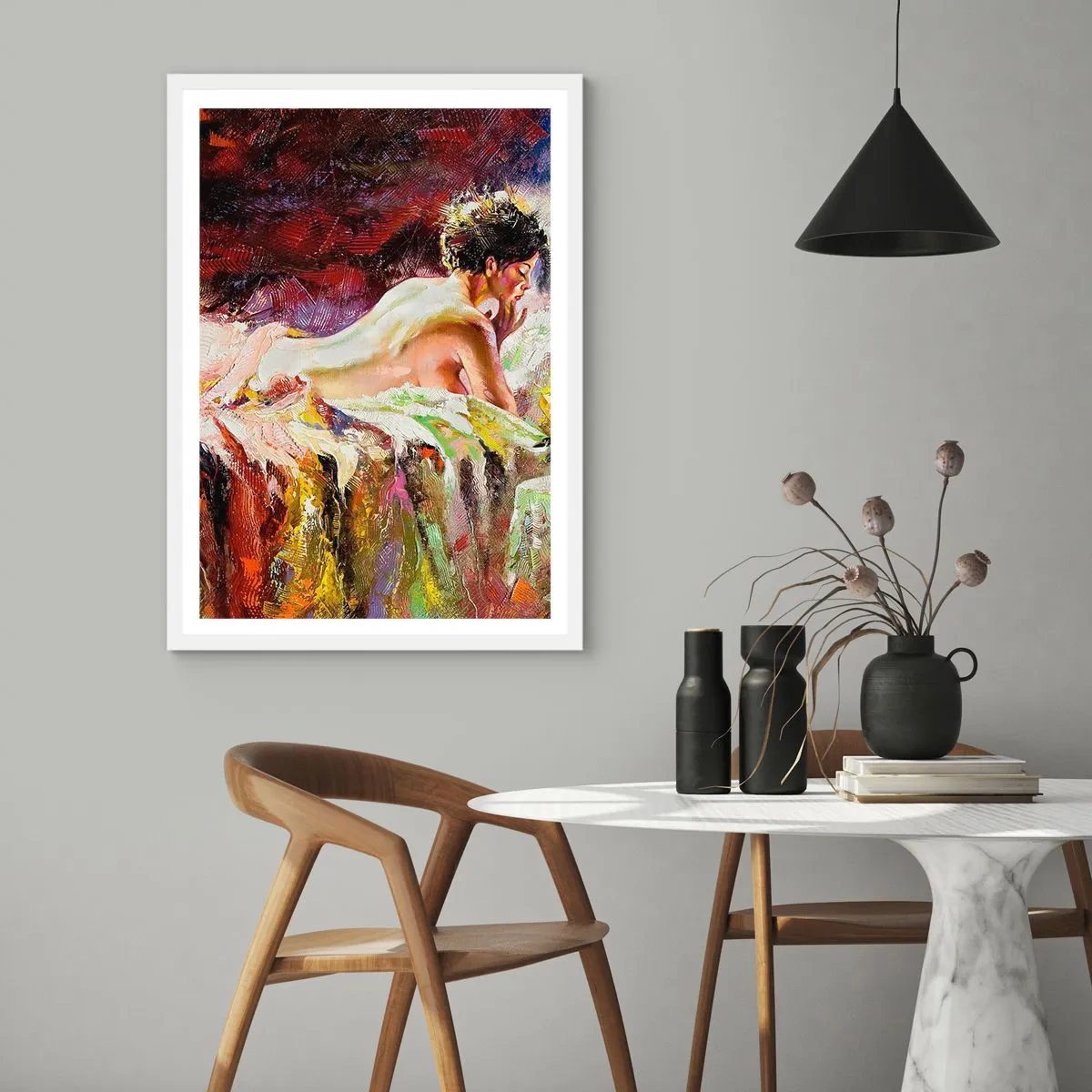 Poster in einem weißen Rahmen - Venus in Gedanken - 61x91 cm