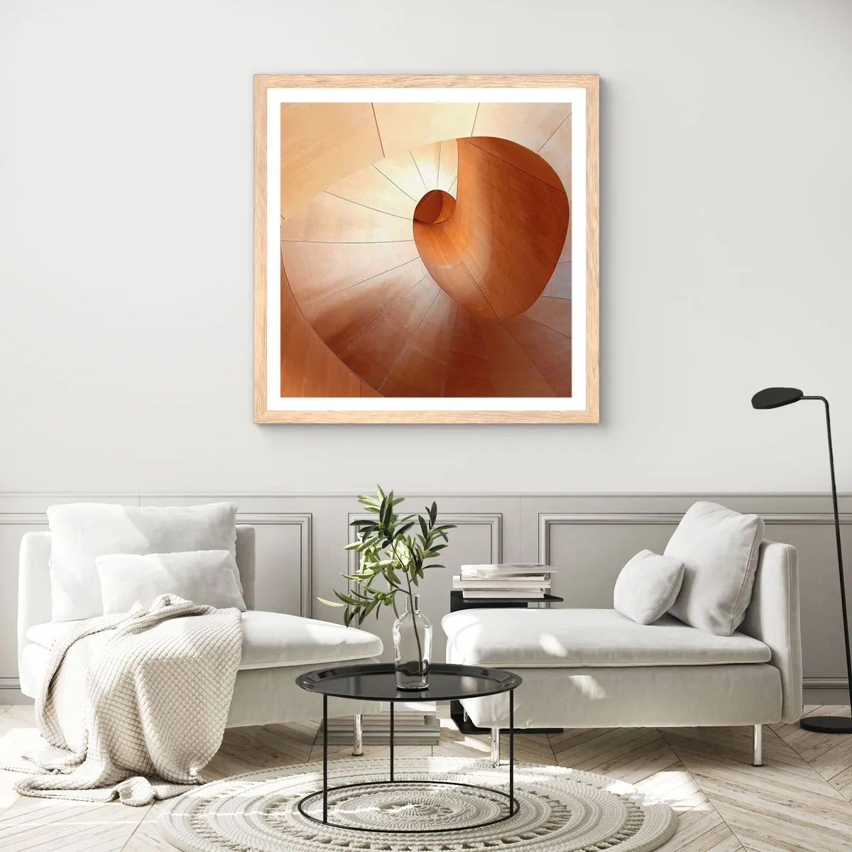 Poster in einem Rahmen aus heller Eiche - Architektonische Serpentine - 50x50 cm