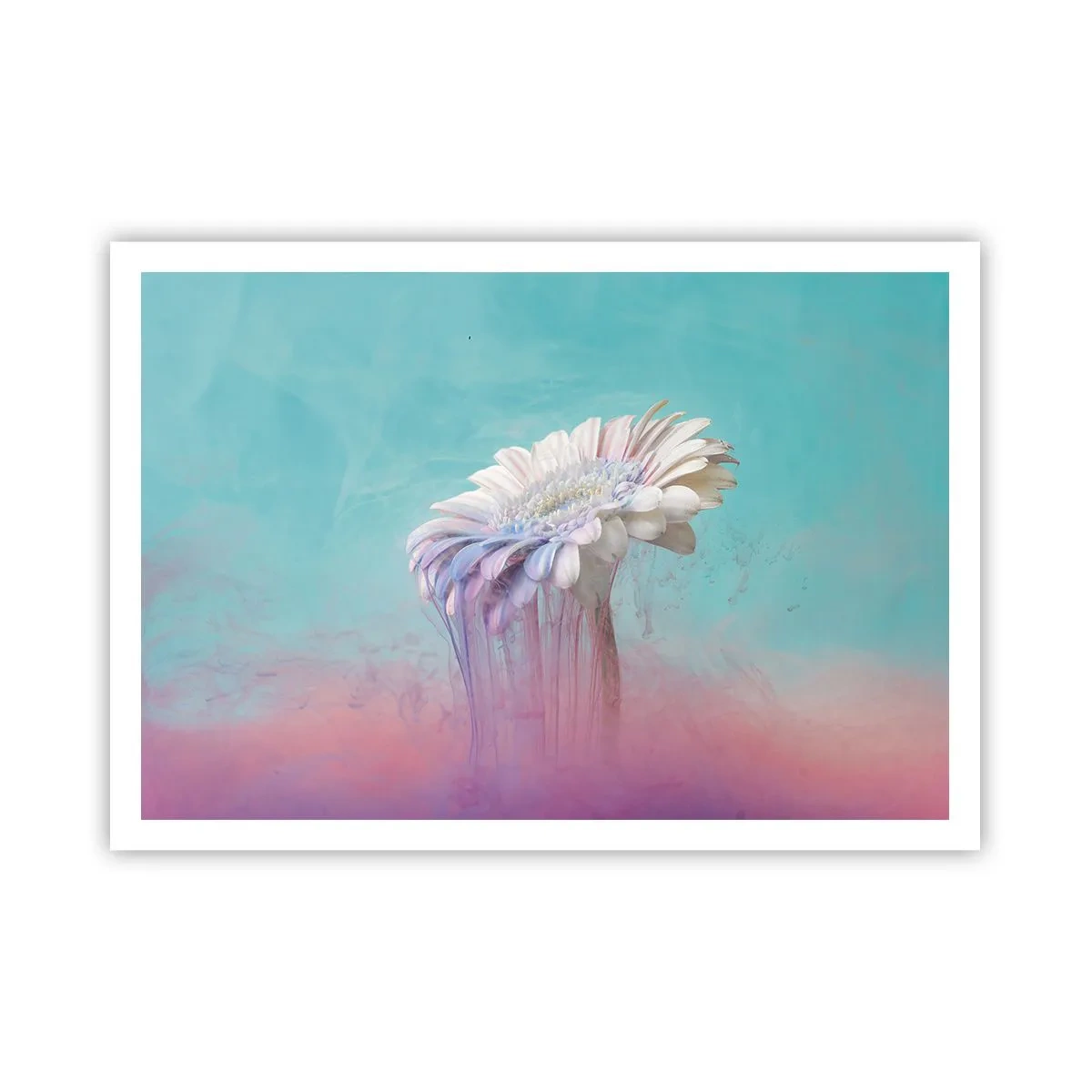 Poster - Pastellfarbene Gerbera mit Unschärfeeffekt - 100x70cm - Blumenunterwelt - Moderne Wanddekoration für Wohnzimmer und Schlafzimmer ARTTOR