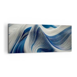 Bild auf Leinwand - Leinwandbild - Abstrakte Wellen in Blau- und Weißtönen - 120x50cm - Fließfähigkeit von Blau und Weiß - Moderne Wanddekoration für Wohnzimmer und Schlafzimmer ARTTOR