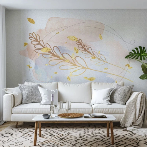 Fototapete Standard Eco - Goldenr Hauch - Hell, Minimalistisch, Modern - 450x315 cm