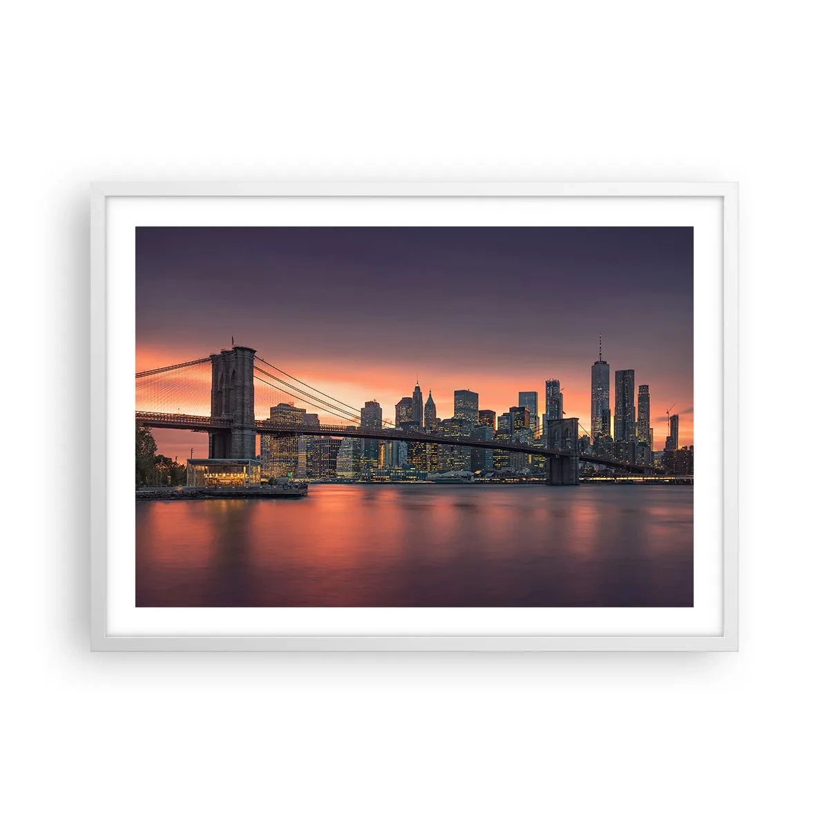 Poster in einem weißen Rahmen - Eingetaucht in lila Stille - 70x50 cm