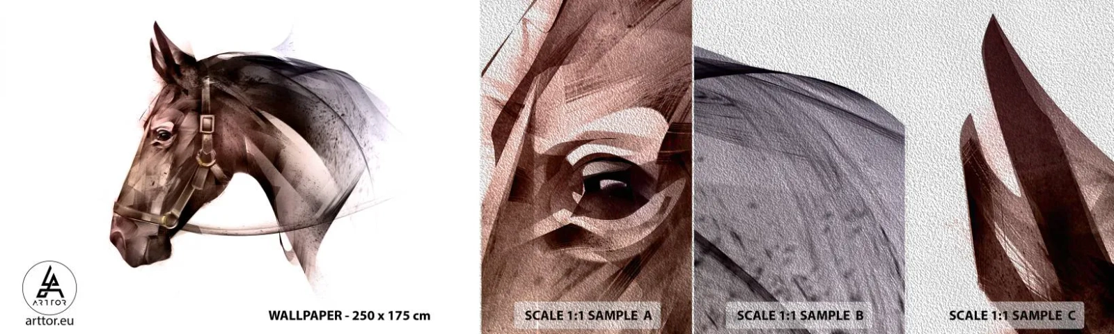 Fototapeten Muster Premium Sand - Was für eine Gnade - Tiere, Pferdekopf, Pferd - 100x30 cm