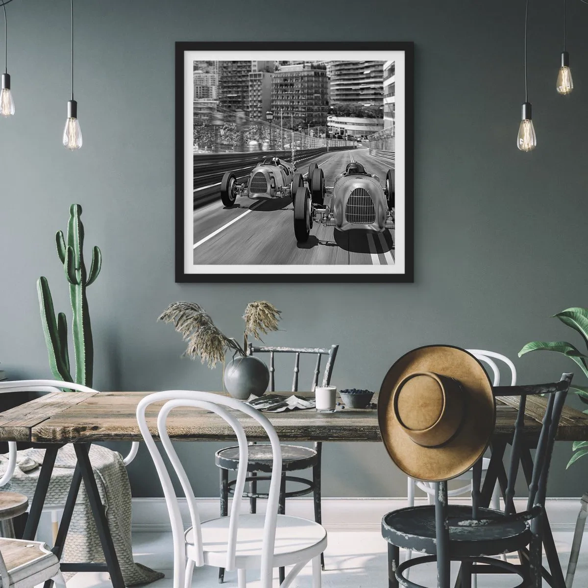 Poster in einem schwarzem Rahmen - Vor langer Zeit in Monte Carlo - 40x40 cm