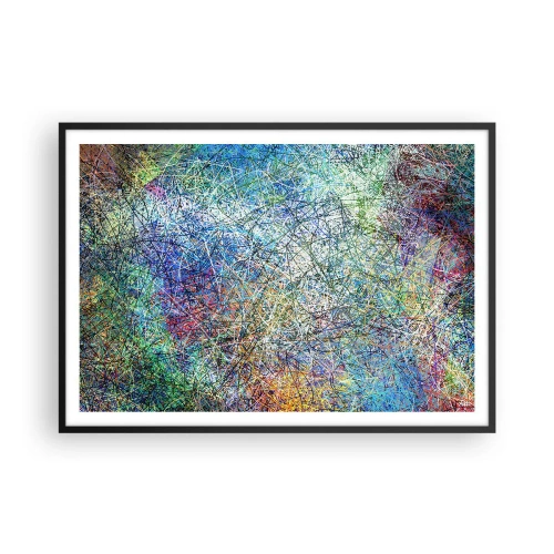 Poster in einem schwarzem Rahmen - Abstrakte Komposition mit mehrfarbigen Linien und Texturen - 100x70cm - Es ist nicht so einfach - Moderne Wanddekoration für Wohnzimmer und Schlafzimmer ARTTOR