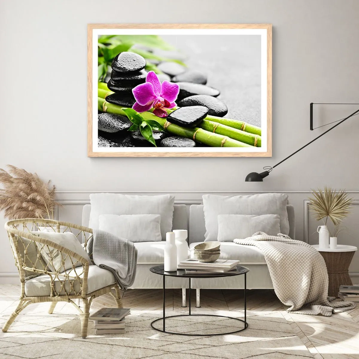 Poster in einem Rahmen aus heller Eiche - In ruhiger Balance - 50x40 cm