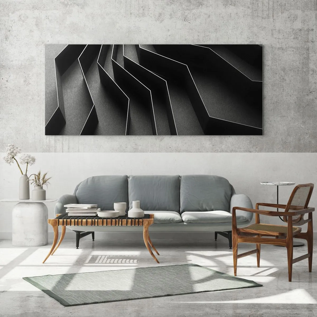 Glasbild - Bild auf glas - Räumliche Ordnung - 100x40 cm
