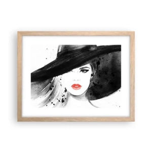 Poster in einem Rahmen aus heller Eiche - Frau in schwarz - 40x30 cm