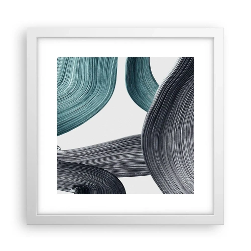 Poster in einem weißen Rahmen - Smaragdgrüne und schwarze Pfade - 30x30 cm