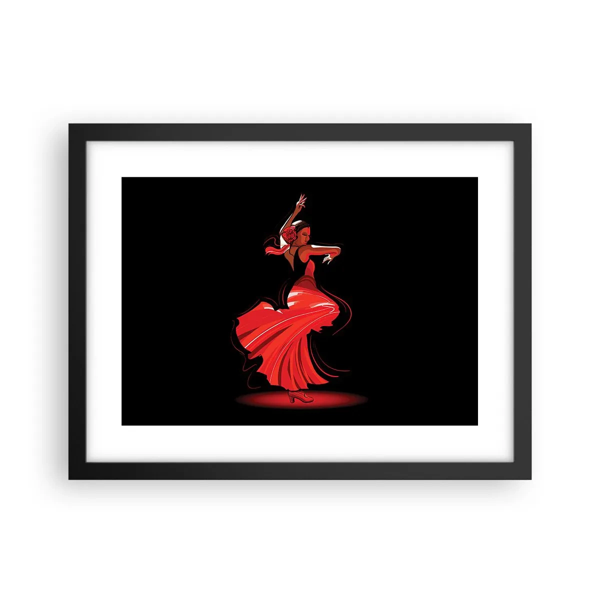 Poster in einem schwarzem Rahmen - Der feurige Geist des Flamenco - 40x30 cm