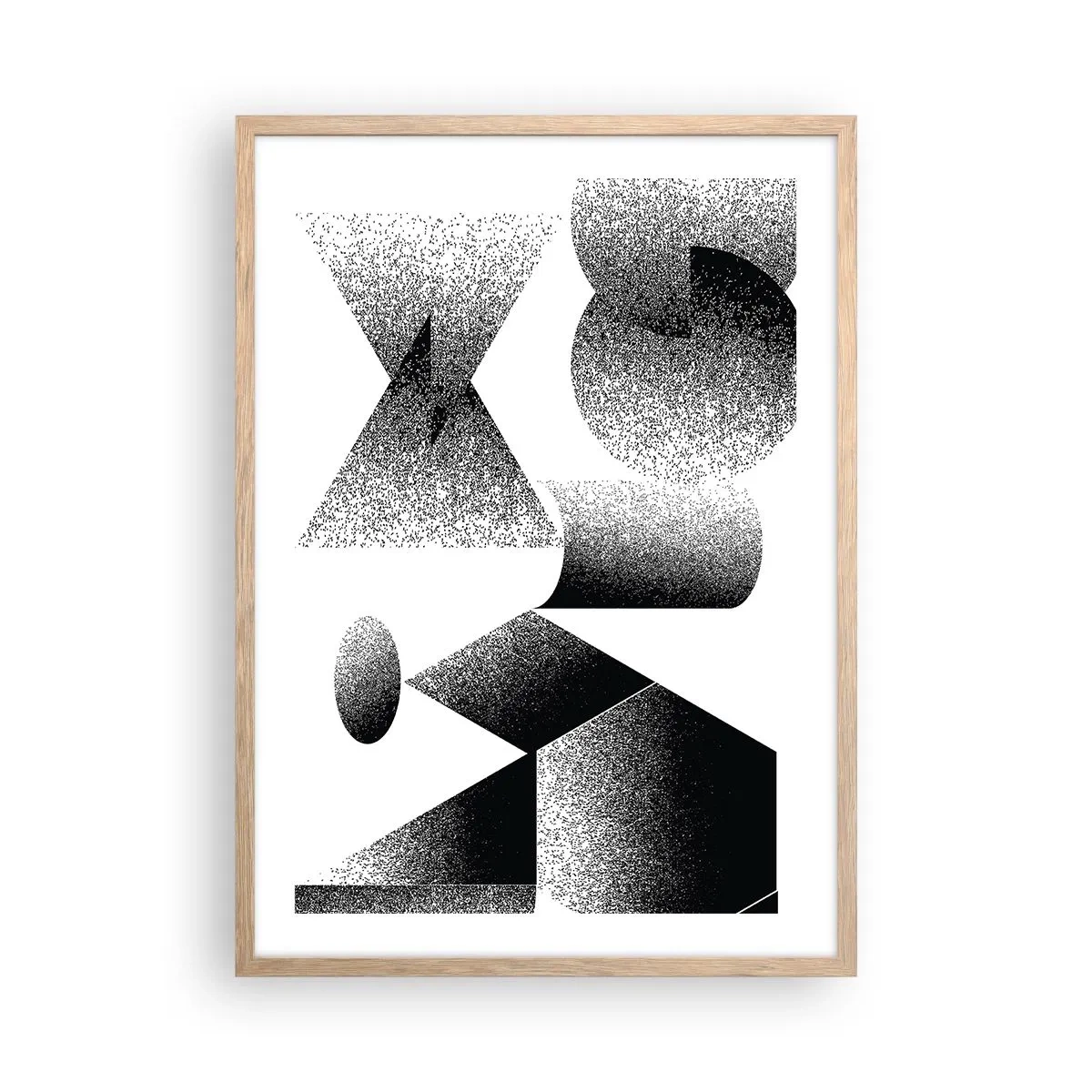 Poster in einem Rahmen aus heller Eiche - Winkel und Ovale - 50x70 cm