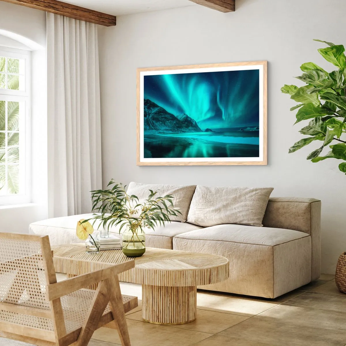 Poster in einem Rahmen aus heller Eiche - Wunder des Nordens - 50x40 cm